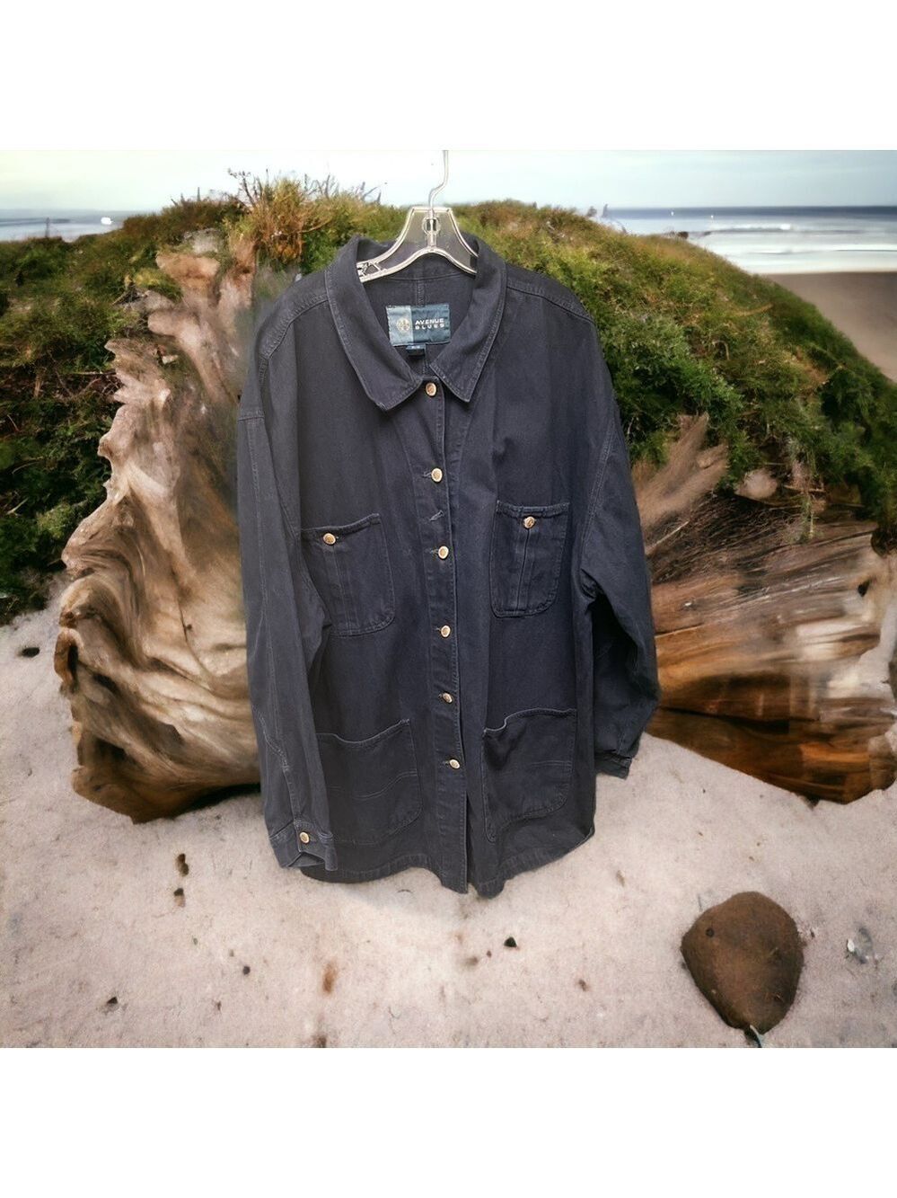AVENUE Blues Jean Jacket Womens Plus Dark Blue Wash Stretch Size 22/24 (sk022) - Picture 2 of 9
